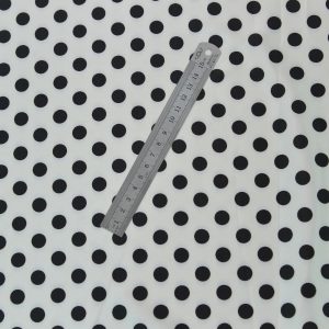 Satin Elastic - Alb cu buline negre