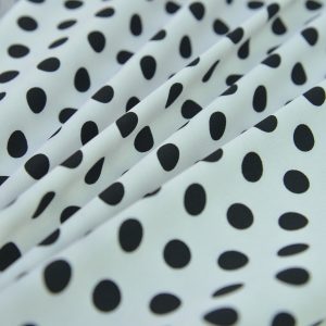 Satin Imprimat - Alb cu buline negre 3 Satin Elastic - Alb cu buline negre