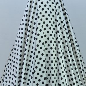 Satin Imprimat - Alb cu buline negre 4 Satin Elastic - Alb cu buline negre