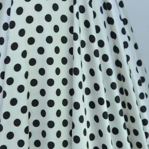 Satin Imprimat - Alb cu buline negre 5 Satin Elastic - Alb cu buline negre