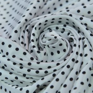 Satin Imprimat - Alb cu buline negre mici 3 Satin Elastic - Alb cu buline negre mici