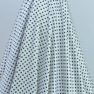 Satin Imprimat - Alb cu buline negre mici 6 Satin Elastic - Alb cu buline negre mici