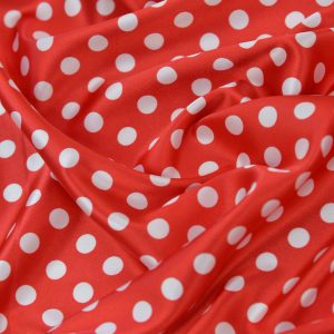 Satin Elastic - Rosu cu buline albe