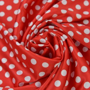 Satin Elastic - Rosu cu buline albe