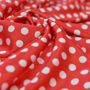 Satin Elastic - Rosu cu buline albe