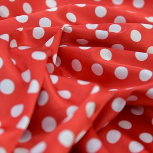 Satin Elastic - Rosu cu buline albe