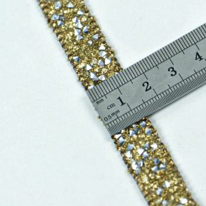 Banda termoadeziva cu pietre si strasuri aurii