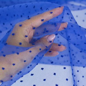 Organza cu buline - Albastru Royal
