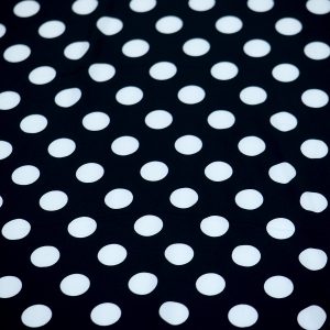 Satin soft - Matasica negru cu buline albe mari 2 Satin soft - Matasica negru cu buline albe mari