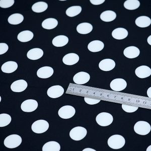 Satin soft - Matasica negru cu buline albe mari 3 Satin soft - Matasica negru cu buline albe mari