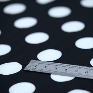 Satin soft - Matasica negru cu buline albe mari 4 Satin soft - Matasica negru cu buline albe mari