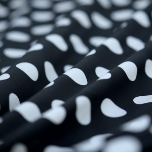 Satin soft - Matasica negru cu buline albe