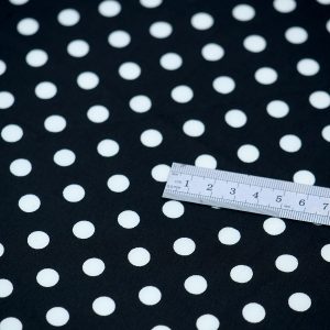 Satin soft - Matasica negru cu buline albe mici