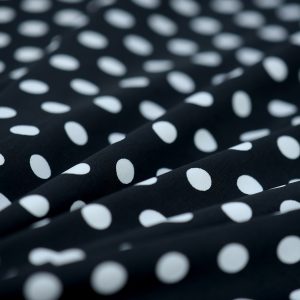 Satin soft - Matasica negru cu buline albe mici