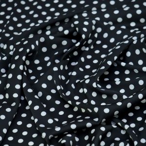 Satin soft - Matasica negru cu buline albe mici