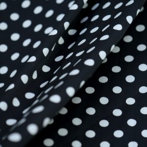 Satin soft - Matasica negru cu buline albe mici