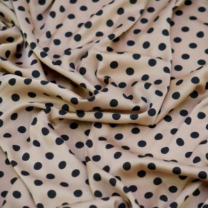 Satin soft - Matasica crem cu buline negre