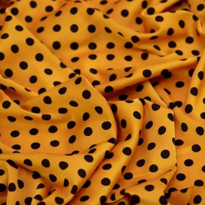 Satin soft - Matasica galben mustar cu buline negre