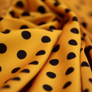 Satin soft - Matasica galben mustar cu buline negre