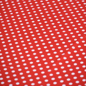 Satin soft - Matasica rosu cu buline albe