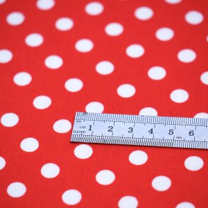 Satin soft - Matasica rosu cu buline albe