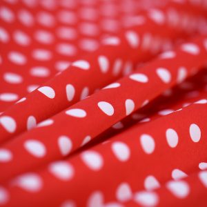 Satin soft - Matasica rosu cu buline albe