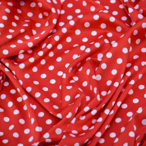 Satin soft - Matasica rosu cu buline albe