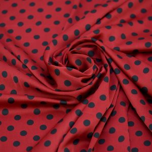 Satin soft - Matasica rosu cu buline negre