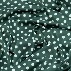 Satin soft - Matasica cu buline verde inchis