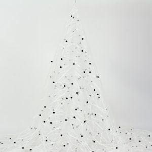 Tulle cu perle - Alb cu perle negre 3 Tulle cu perle - Alb cu perle negre