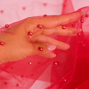 Tulle cu perle - Rosu