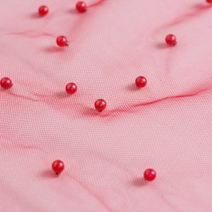 Tulle cu perle - Rosu 2 Tulle cu perle - Rosu