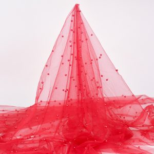 Tulle cu perle - Rosu 3 Tulle cu perle - Rosu