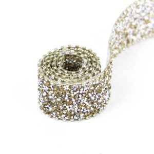 Banda termoadeziva cu pietre si strasuri - Auriu 2 Banda termoadeziva cu pietre si strasuri - Auriu