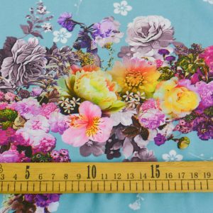 Vascoza Imprimata - Turcoaz cu flori 3 Vascoza Imprimata - Turcoaz cu flori