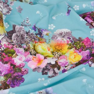 Vascoza Imprimata - Turcoaz cu flori 2 Vascoza Imprimata - Turcoaz cu flori