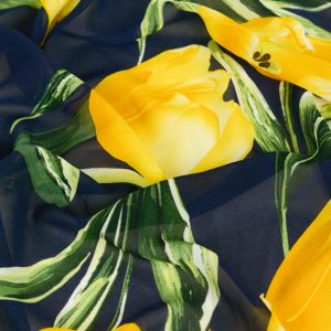 Voal Imprimat - Bleumarin cu lalele galbene 3 Voal Imprimat - Bleumarin cu lalele rosii