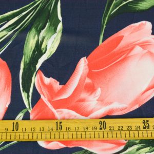 Voal Imprimat - Bleumarin cu lalele rosii 2 Voal Imprimat - Bleumarin cu lalele rosii