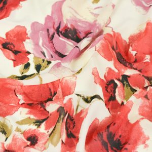 Voal Imprimat - Ivory cu bujori rosii 3 Voal Imprimat - Ivory cu bujori rosii