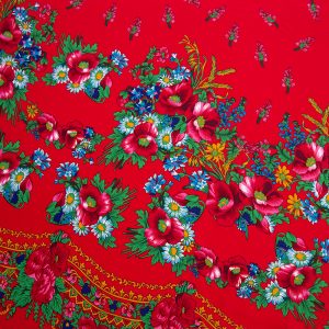 Vascoza Imprimata - Rosu cu flori multicolore 2 Vascoza Imprimata - Rosu cu flori multicolore