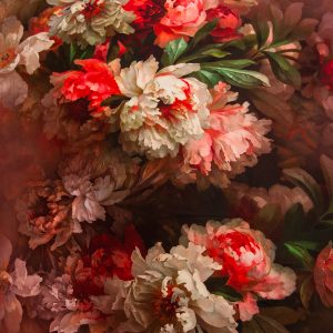 Tafta imprimata - Roz pudra cu flori