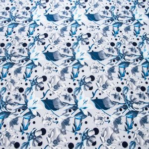 Barbie imprimat digital - Flori albastre