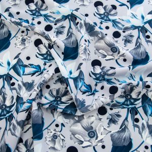 Barbie imprimat digital - Flori albastre