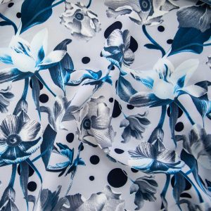 Barbie imprimat digital - Flori albastre