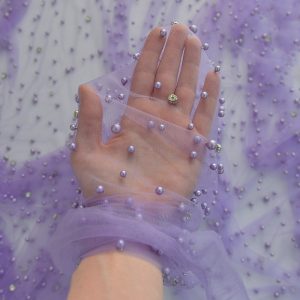 Tulle cu perle si pietre - Mov 2 Tullee cu perle si pietre - Mov