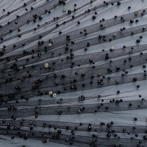 Tullee cu perle si pietre - Negru