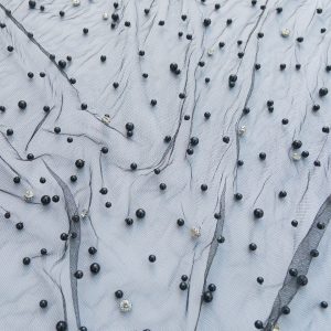 Tulle cu perle si pietre - Negru 3 Tullee cu perle si pietre - Negru