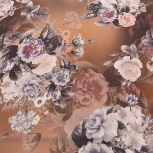 Tafta imprimata - Beige/Maro cu flori