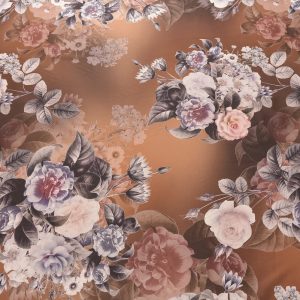 Tafta imprimata - Beige/Maro cu flori