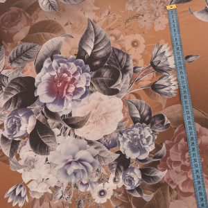 Tafta imprimata - Beige/Maro cu flori